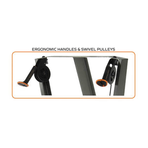 Ergonomic handles & swivel pulleys