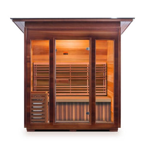 Sunrise 4 person outdoor slope sauna front view