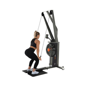 A woman on a squat position using the ERG.