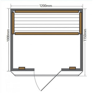 Evansport Sauna heater location and dimensions